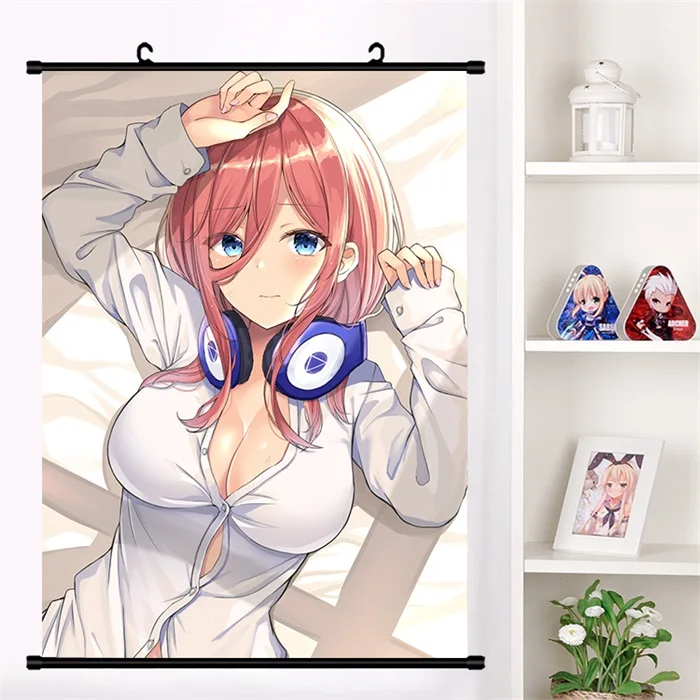 O Японское аниме Go-Toubun no Hanayome Nakano Miku настенный свиток Фреска плакат мультфильм настенные подвесные плакаты коллекция домашнего декора искусство - Цвет: O