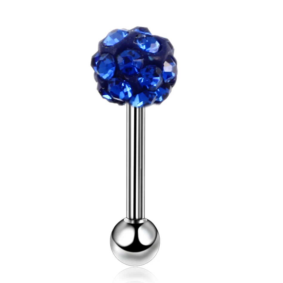 Sapphire Новое поступление хирургические стальные серьги для пирсинга уха хрустальный шар уха хряща трагус серьги-спирали гвоздики очаровательные ювелирные изделия для женщин - Окраска металла: Sapphire