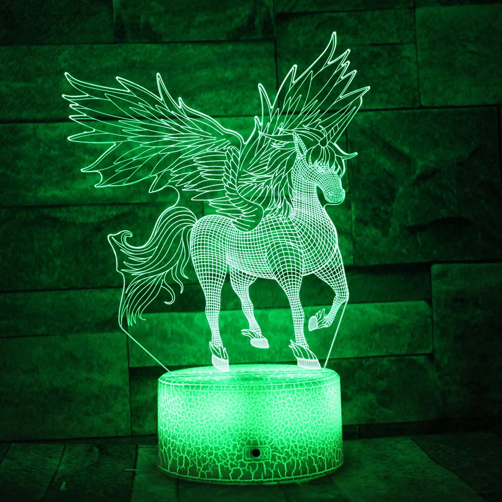 3D оптический светильник единорог ночник для детей 7 видов цветов с дистанционным
