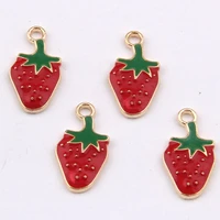 daisies 100pcs 2010mm strawberry charms alloy golden red enamel pendants jewelry findings fit necklace making