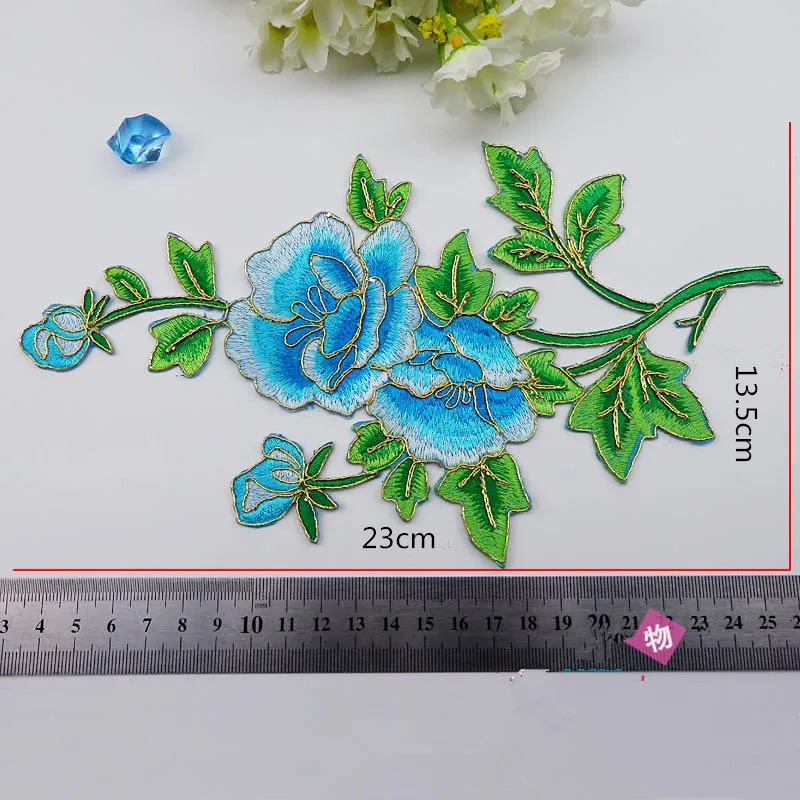 Горячая Пион Роза 1 пара одежда вышитые кружевной ткани приклеивающиеся утюгом