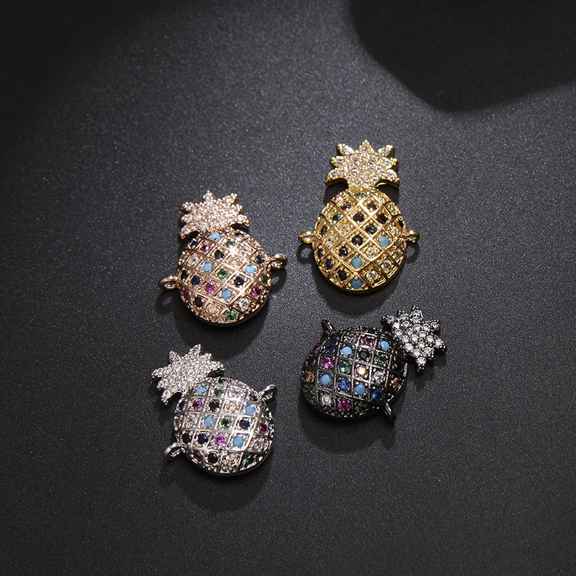 Neovivi Pineapple Charms Pave Colorful Cublc Zircon Brass Bling Spacer Beads for Jewelry Making Bracelets Necklaces DIY | Украшения и