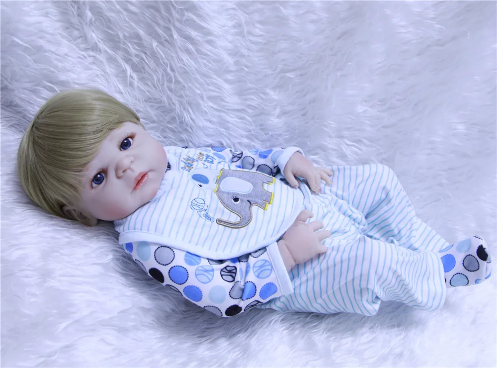 22 дюймов куклы reborn полный силиконовые мальчик baby doll Настоящее глядя виниловых