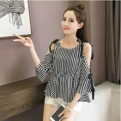 Ранняя весна 2020 Свободные корейские шифоновые женские блузки с бантом на талии