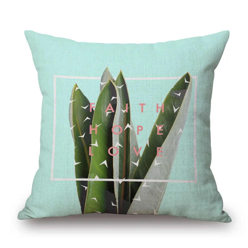 

Vintage Cushion Cover Pillow Case Tropical Plants Cactus Palm leaf For Sofa Seat Simple Home Decor 45*45cm Pillow Cover