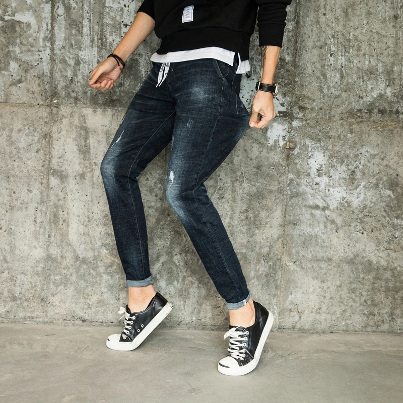 2018 новые весенние модные обтягивающие джинсы мужские длинные джинсовые брюки с