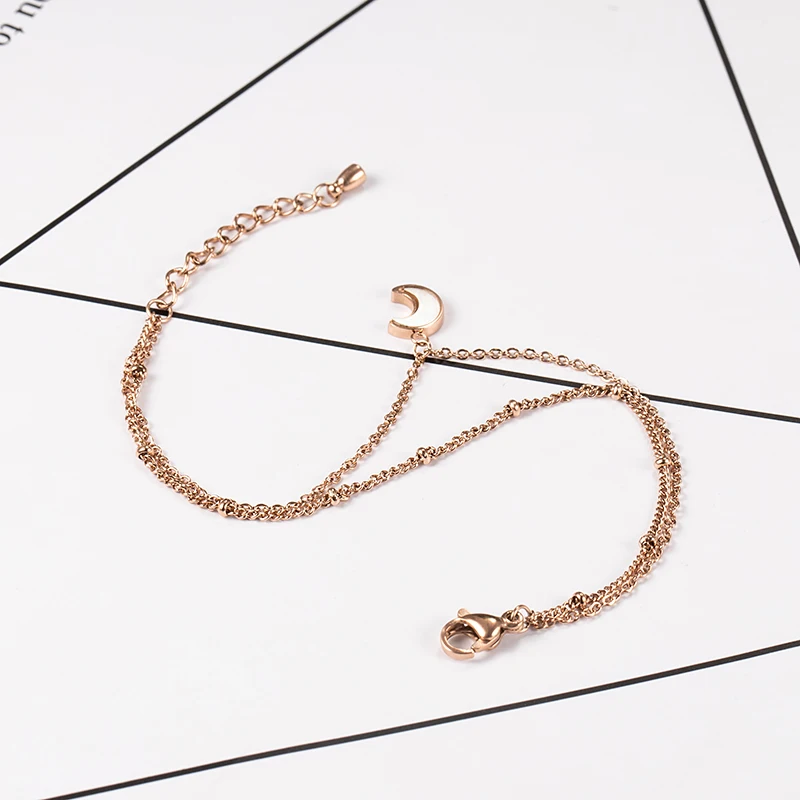 Moon Shells Bracelet Titanium Steel Material Inlaid Natural Rose Gold Color Trendy Bracelets Women Jewelry Birthday Gift | Украшения и