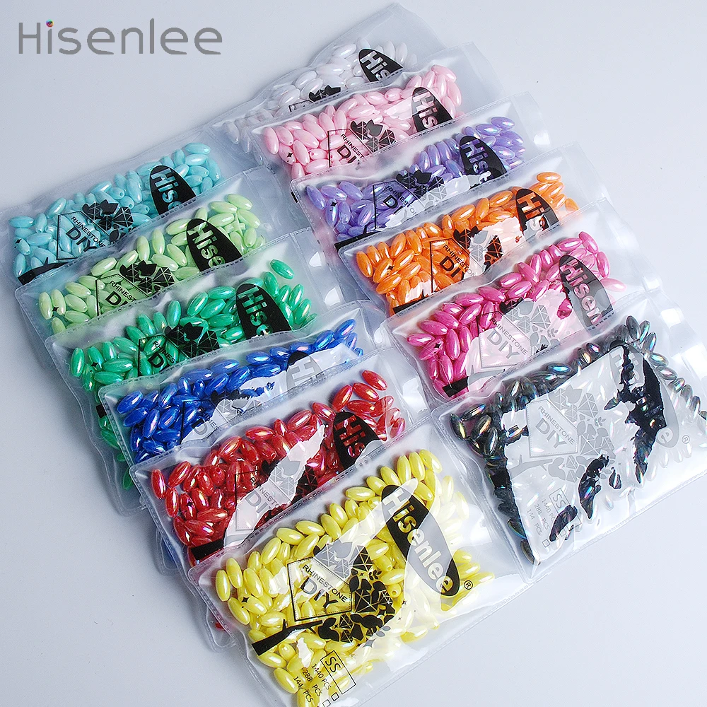 Hisenlee новый узор 6*12 мм 100 шт. Белый Акрил превосходная Форма Риса высокое