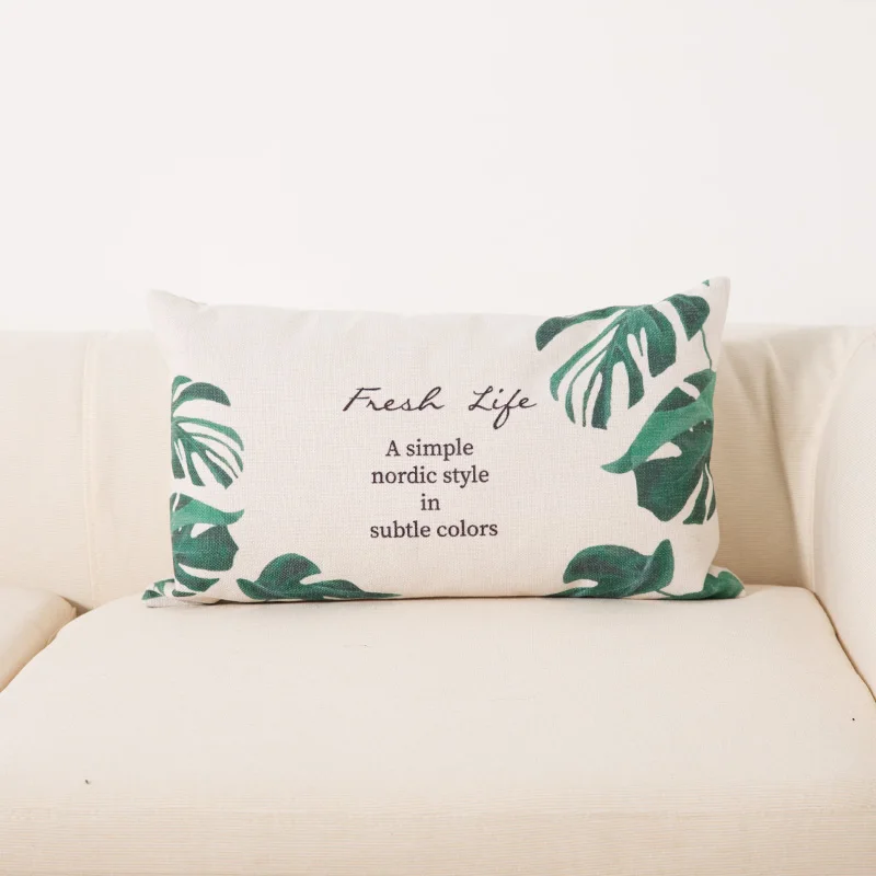 Хлопковая и льняная Подушка с двусторонним принтом маленькая поясничная