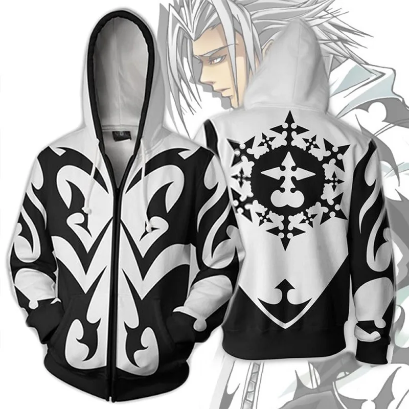2018 Новинка 3D принт Xemnas клоун крутой череп серый свитер с капюшоном для мужчин и