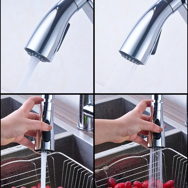 Chrome White/Black Kitchen Faucet Deck Mounted Hot Cold Water Mixer for Pull Down Crane 2 Function Spout | Обустройство дома