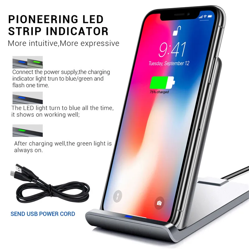 Turata Беспроводной Зарядное устройство для iphone X/iphone 8 Quick Charge 3 0 Быстрая зарядка Pad