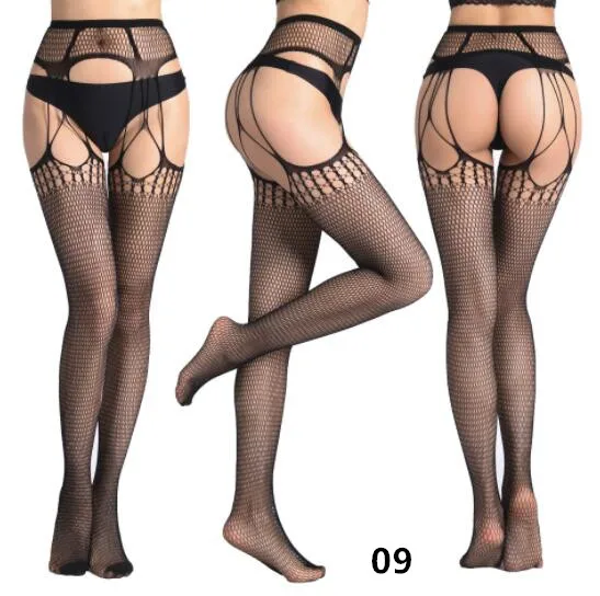 SHENGRENMEI NEW Fashion Sexy Stockings Women Embroidery Open Crotch Pantyhose Plus Size Female 15 Style Tights Garter Lingerie