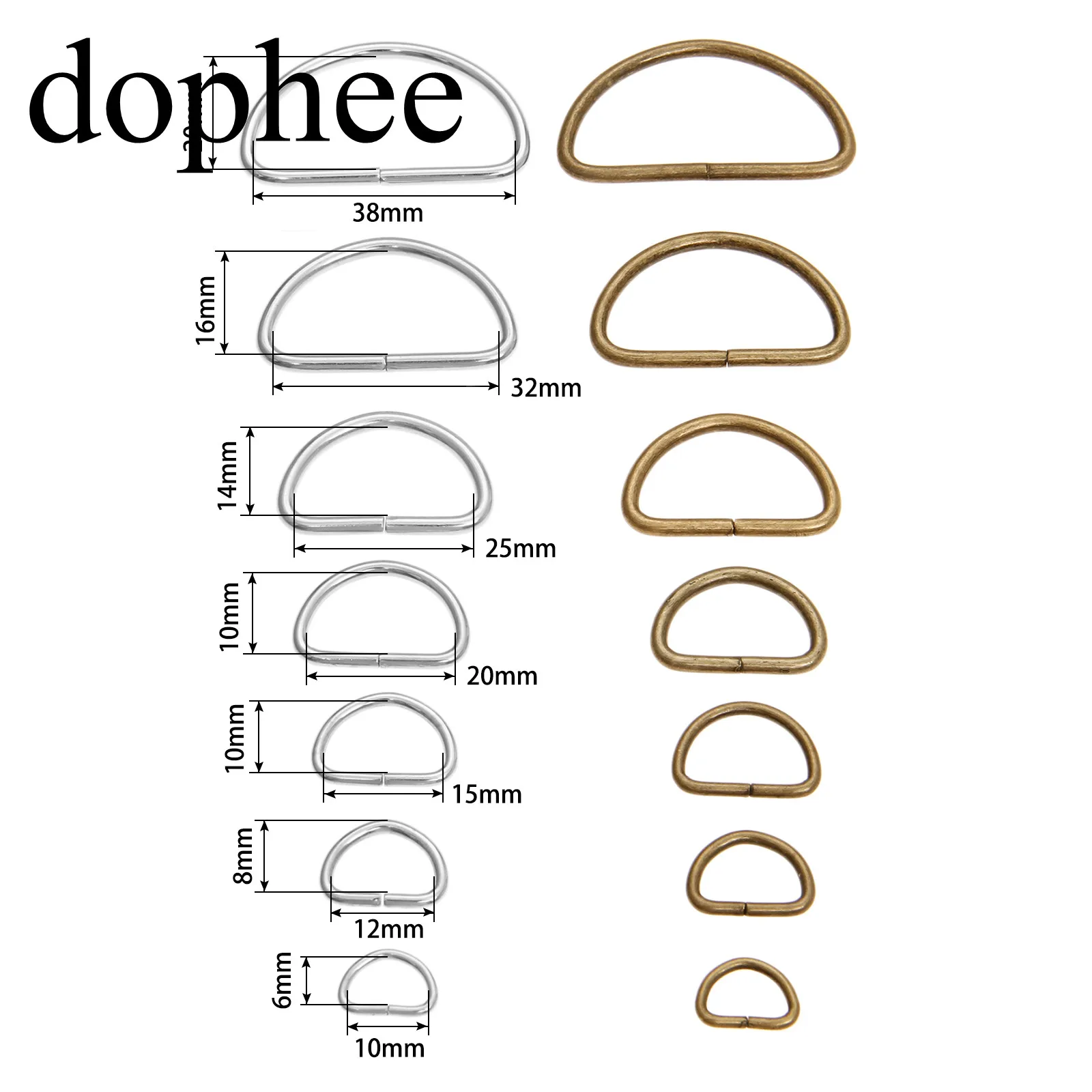 Dophee 20 шт винтажное металлическое d-образное кольцо пряжки для одежды Сделай Сам Рукоделие багаж швейная сумка ручной работы кошелек ручные кнопки LW0366