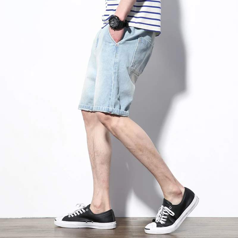 Мужские летние джинсовые шорты большие размеры 5xl свободные хлопковые в стиле