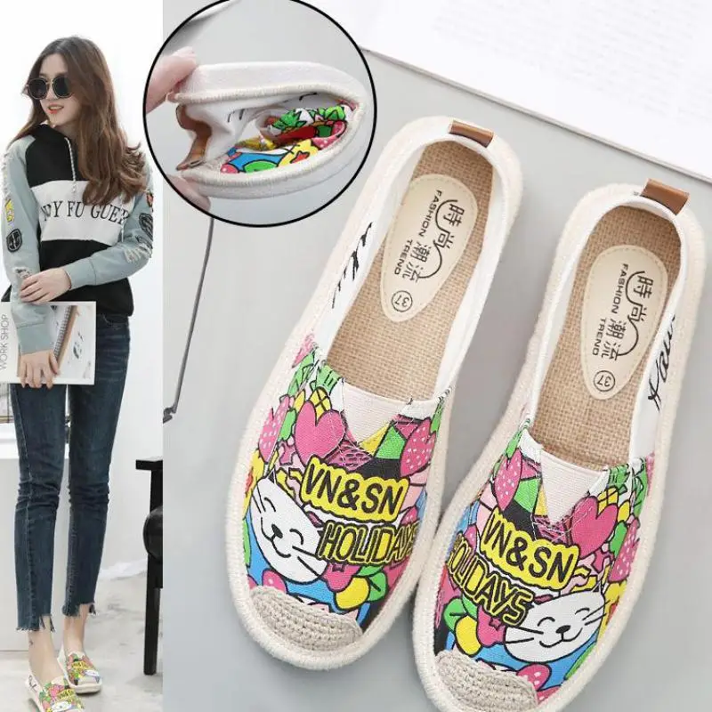 Женские холщовые эспадрильи удобные лоферы без застежки дышащие повседневная