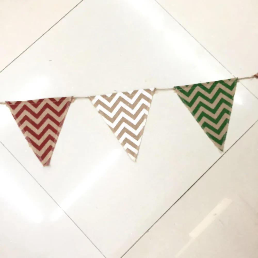 12 шт./компл. треугольная вечеринка на день рождения льняная волна флаг баннер для