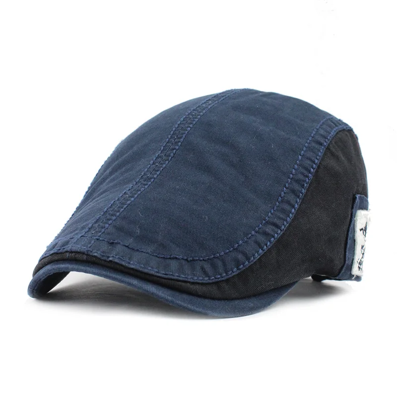 Laurashow хлопок Gorras Planas мужской берет Винтаж Boinas плоская Кепки для Для мужчин и Для женщин шляпа от солнца на плоской подошве такси с закруглёнными краями и пуговицей сверху шляпа солнцезащитный козырек - Цвет: T Navy