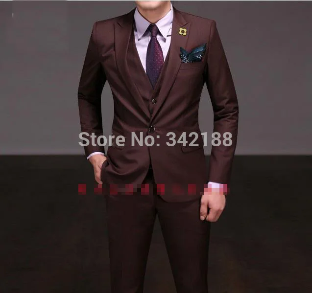 

custom made New fashion casual red wine 3 pcs/set Men's Slim suits/bridegroom suits /men wedding suits/best men suits