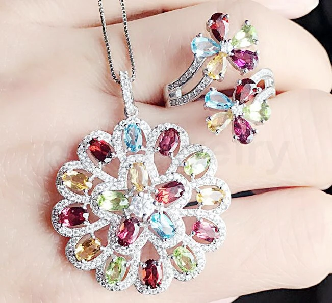 Натуральный цитрин синий топаз гранат фотосеребро 1 шт. кольцо подвеска 0 25 карат *