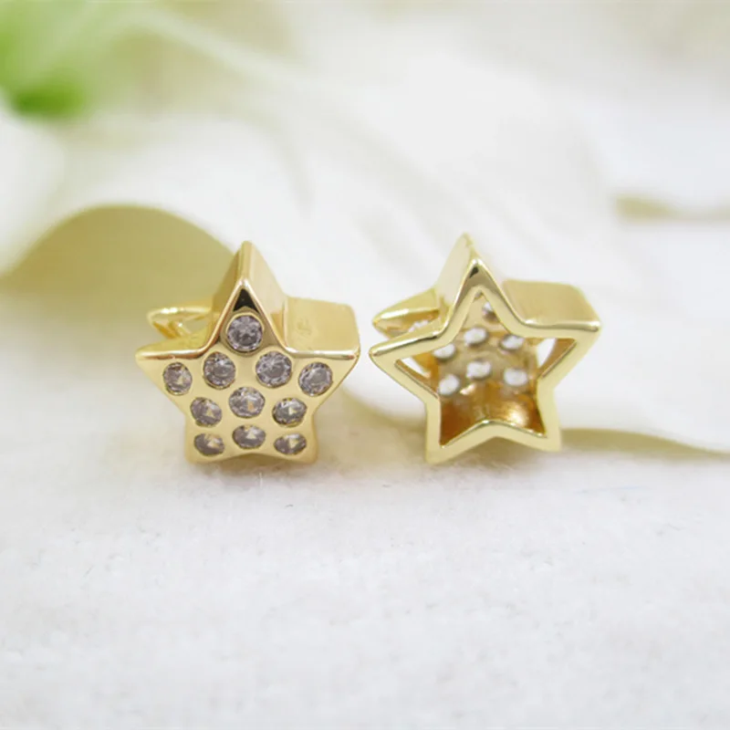 Vacuum plating gold star connector insert zircon spacer Beads not fade for making jewelry accessories 8mm 3pcs | Украшения и