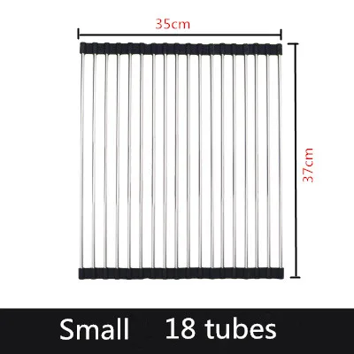 Small 18 tubes black Кухонный слив, сушилка для посуды, органайзер для раковины, держатель для полки, складное хранение, кухонные принадлежности, фруктовое блюдо для овощей, сушилка - Цвет: Small 18 tubes black