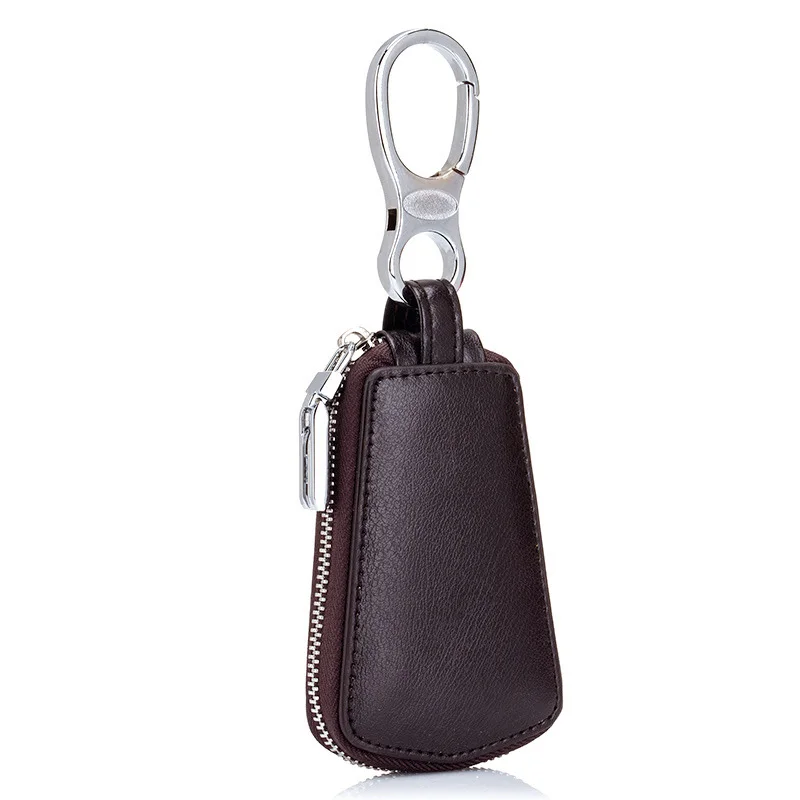coffee WINLIGTURE Genuine Leather Car Key Holder Bag Wallet Men Keychain Key Ring Case Women Keychain Pouch 588 - Color: coffee