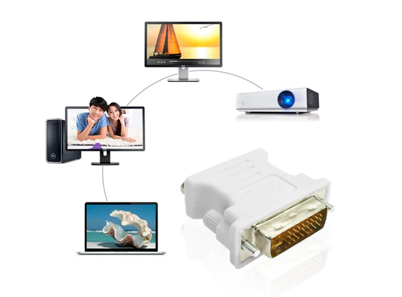DVI в VGA адаптер конвертер DVI 24+ 5 Pin штекер для VGA Женский 1080P видео конвертер для HDTV компьютера ПК ноутбук проектор