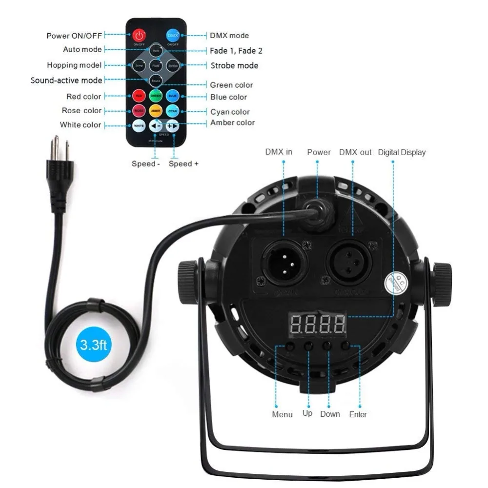 LED Par Lights with Super Bright 30W COB RGB Tricolors Can by Remote DMX Control for Stage Lighting Church Wedding DJ Ligh | Лампы и