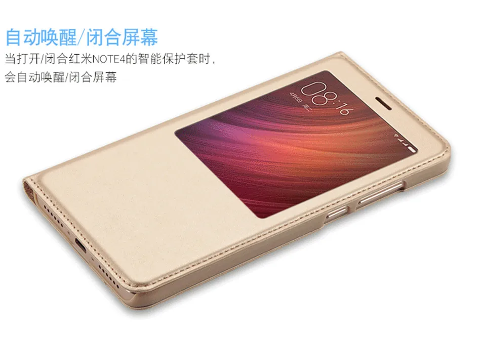 ACCEZZ кошелек флип-чехол для Xiaomi Redmi 4A 4X Note 4 4X Окно просмотра из искусственной кожи чехол тонкий защитный корпус чехлы Smart Funda