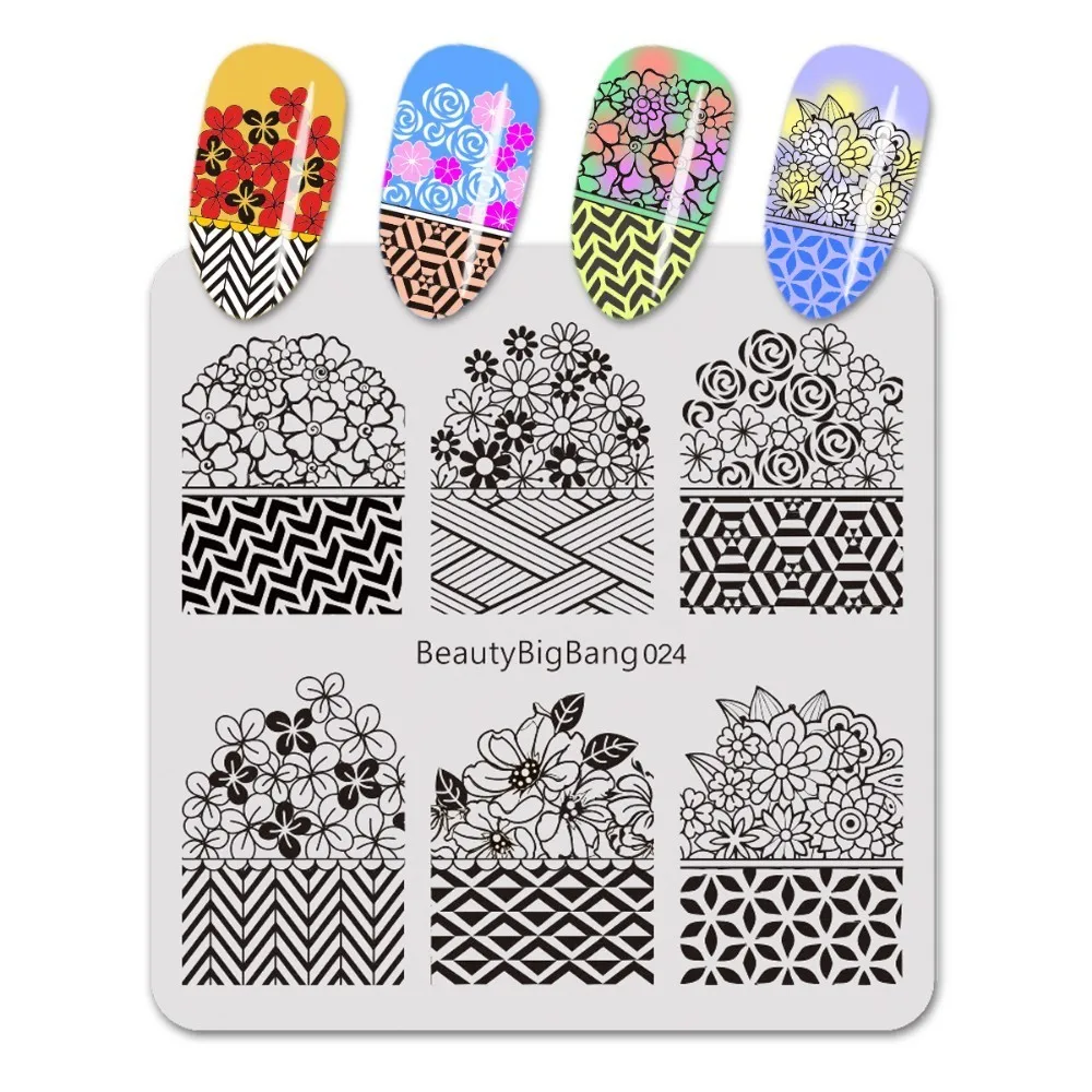 BeautyBigBang 6*6 см бабочка крыло шаблон ногтей штамповки пластины для ногтей лак для ногтей печать трафареты шаблонные штампы BBB025 - Цвет: BBB024