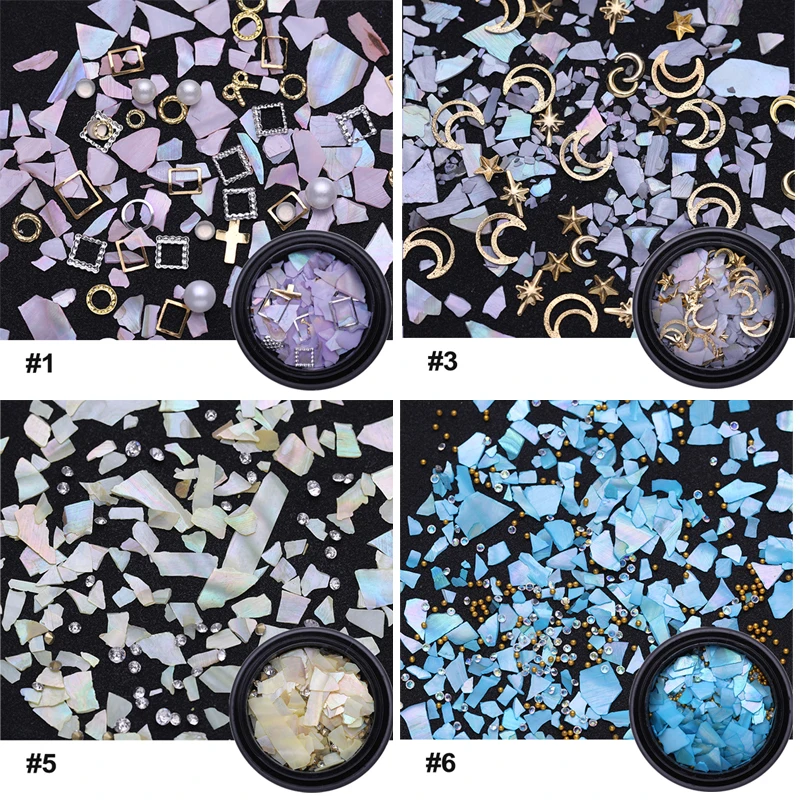 19 Colors Shell Nail Decoration Multi Style Irregular 3D Art Mixed Size Jewelry Rhinestone For Nails | Красота и здоровье