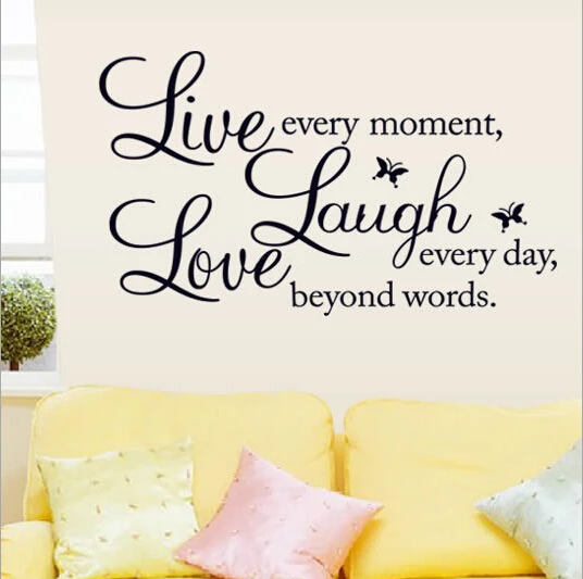 Sales-Promotion Live Love Laugh Letters Transprent Waterproof Vinyl Wall Quotes DecalPVC Home Decor Stickers | Дом и сад