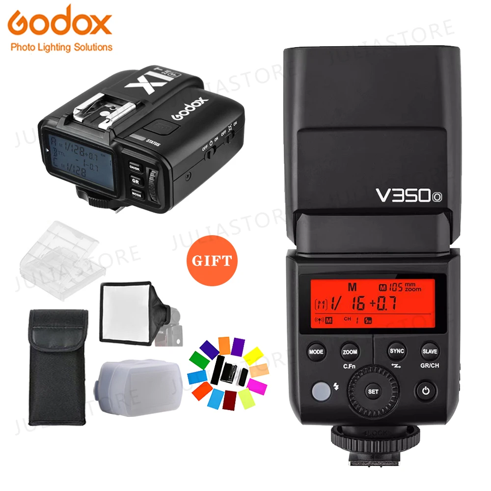 Вспышка для камеры Godox Mini Li Ion TTL V350O HSS 1/8000s GN36 0 1 s ~ 7 с перезаряжаемым устройством +