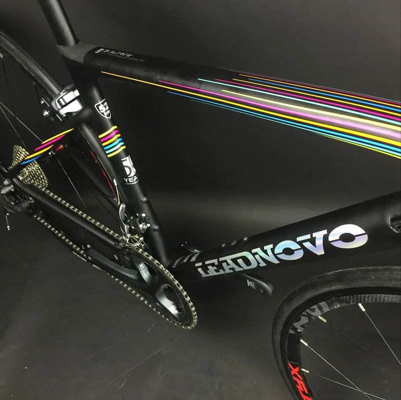 Радужная легкая карбоновая рама для шоссейного велосипеда UD полностью