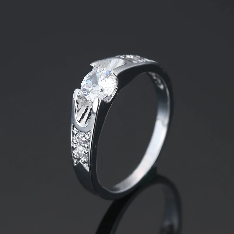 

Fashion Beautiful Silver Bride 1PC Women Rhinestone Golden Ring Size 6-10 Crystal Gifts Seaside Zircon Free Shipping Wedding