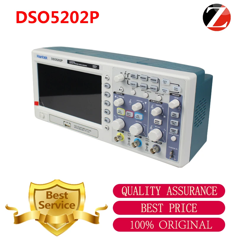 Оригинальный Hantek DSO5202P цифровой осциллограф 200 МГц высокое качество 2 канала 1GSa/s 7