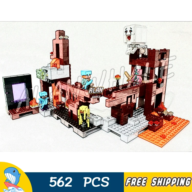 562 шт My World The Nether Fortress пламя вулкан Лава 10393 модель строительные блоки Детские Кирпичи совместимы с Lago Minecrafted