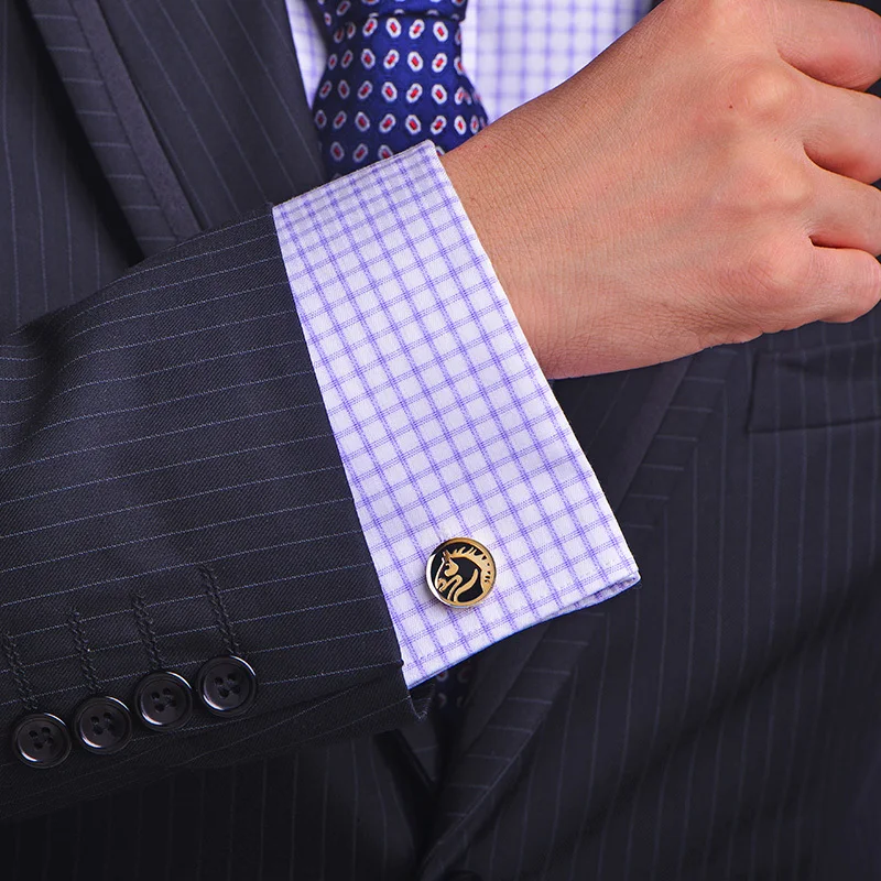 Элитная рубашка kflk запонки для мужчин подарки брендовые на кнопках животных