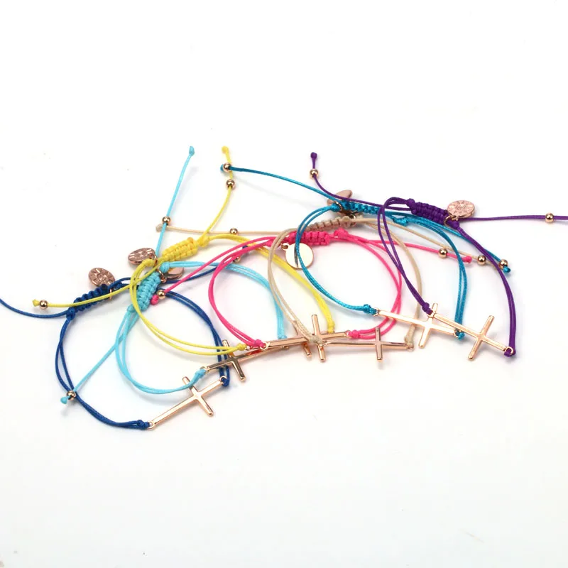 5pcs Cross Bracelets Adjustable Wrap Bracelet Wax Cotton Cord Braided Macrame Handmade Artificial Jewelry Beach Summer | Украшения и