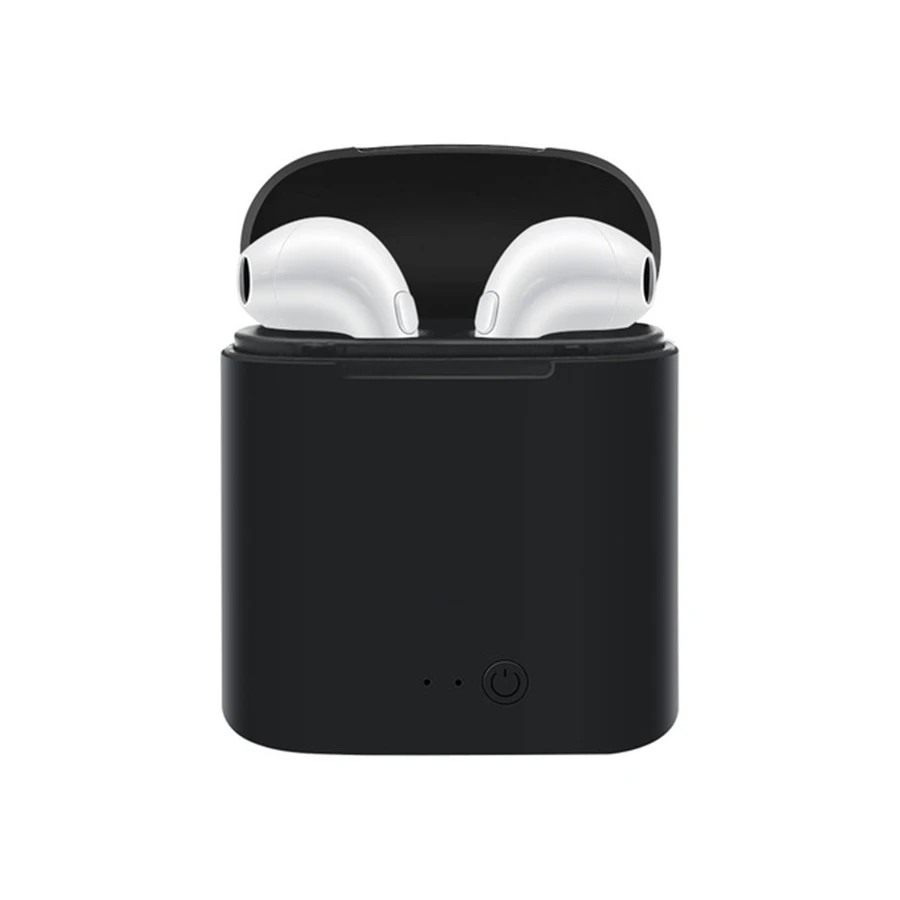 Tws I7 беспроводные Bluetooth наушники в ухо гарнитура стерео Бас Невидимый один/Пара Спорт для всех смартфонов с зарядной коробкой - Цвет: Black Box with White