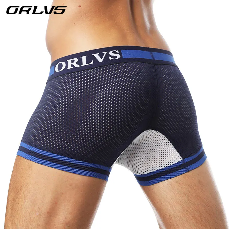 ORLVS 2018 Panties Mens Underwear Mesh Boxers Cotton Boxer Men Breathable Shorts Plus Size Sexy | Мужская одежда