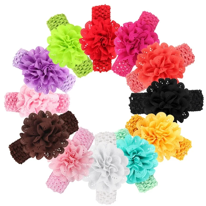 

Children Baby hollow out flower Headband Headwear Toddle Infant Girls flower bow elastic hair bands accessories 10pcs/lot HB331