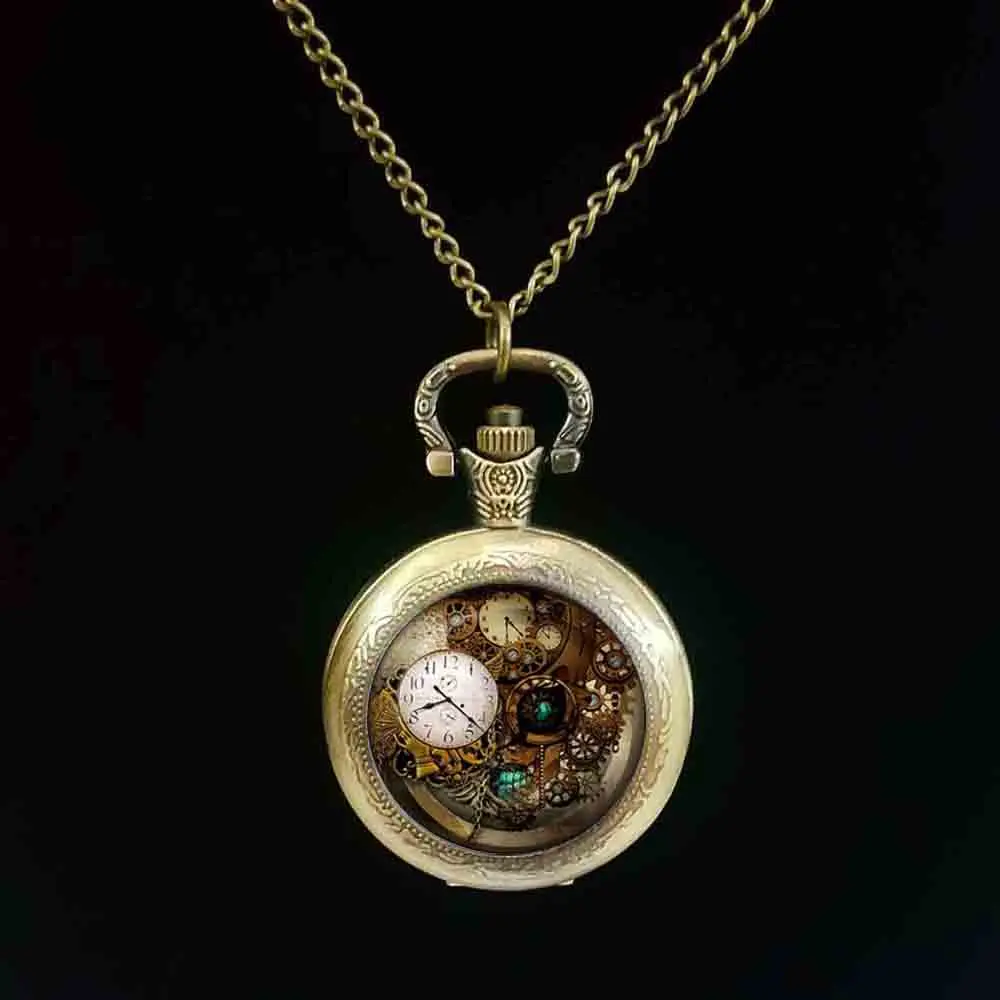 

2017 new Steampunk Jewelry Accessories Steampunk Clock pocket watch Steampunk necklace Collier Steampunk Gears collar wholesale