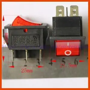 Новый 1xboat кулисный переключатель DPDT с красной неоновой лампой ВКЛ./ВЫКЛ. KCD7 2211N |