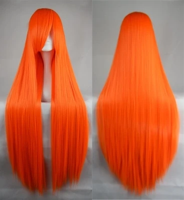 orange red Женские 100 см 4" длинные женские синтетические парики для косплея волосы костюмы на Хэллоуин Perruque Peruca Femininas Coser - Цвет: orange red