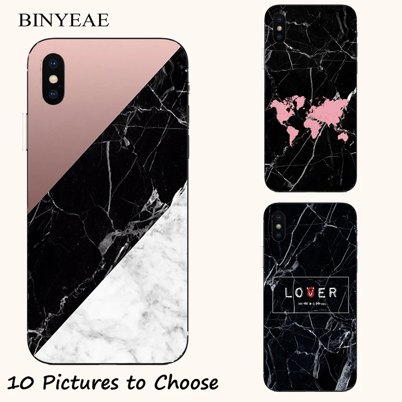 Силиконовый чехол с черным мраморным рисунком для Apple iPhone 4 4s 5 5C 5s SE 6 6s 7 8 Plus X XR XS 11 12