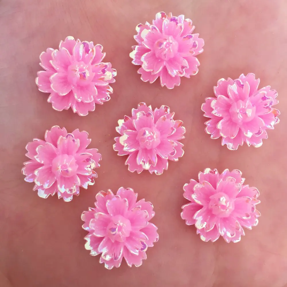 

Shiny Pink 20pcs 18mm AB Resin Flower Flatback Rhinestone Applique DIY Resin Scrapbook Wedding Ornaments F007*2