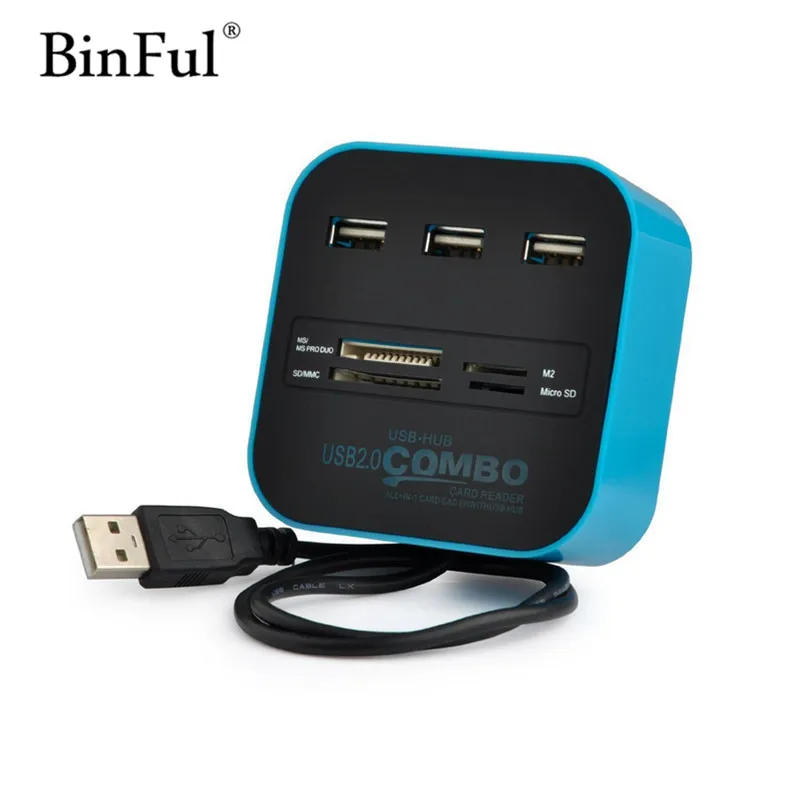 Высокоскоростной считыватель карт BinFul Combo все в одном USB 2 0 usb-хаб Micro SD 3 порта