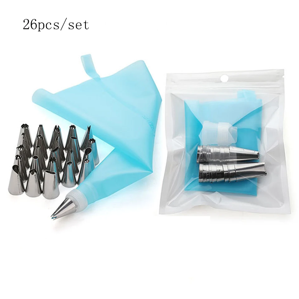 26 Pcs 1 set Transhome Кондитерские насадки для крема "8/14/26/50 шт./компл. Кондитерская машина для заполнения мешков/конвертер крем для выпечки инструменты для тортов, насадки для украшения - Цвет: 26 Pcs 1 set